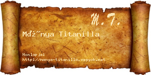 Mánya Titanilla névjegykártya